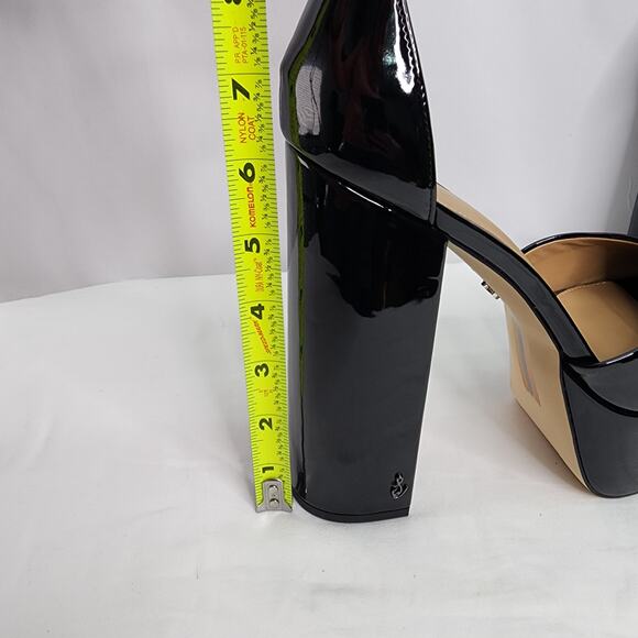 Sam Edelman Kori Black Patent Faux Leather Sexy Peep Toe 6" Platform Heel New - Picture 15 of 16